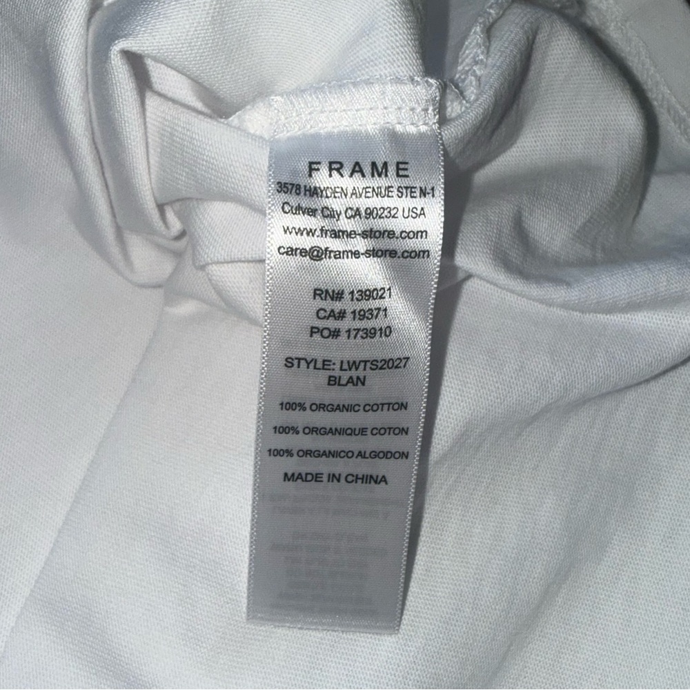 FRAME💕Ruched Tie Sleeve Tee in Blanc Size L - Picture 11 of 15